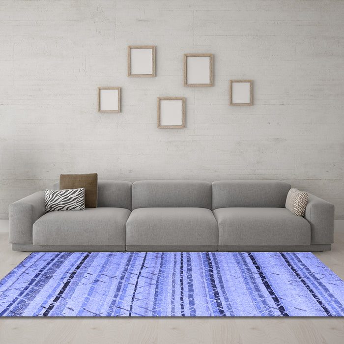 Machine Washable Abstract Blue Modern Rug in a Living Room, wshabs5345blu