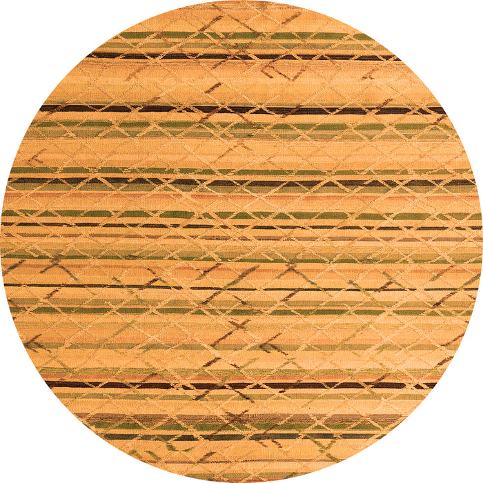 Round Machine Washable Abstract Orange Modern Area Rugs, wshabs5345org