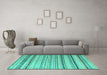 Machine Washable Abstract Turquoise Modern Area Rugs in a Living Room,, wshabs5345turq