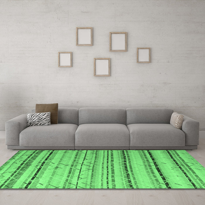 Machine Washable Abstract Emerald Green Modern Area Rugs in a Living Room,, wshabs5345emgrn