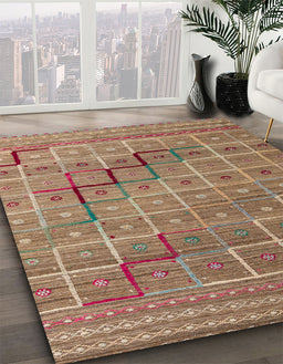 Abstract Light Copper Gold Modern Rug in Family Room, abs5346
