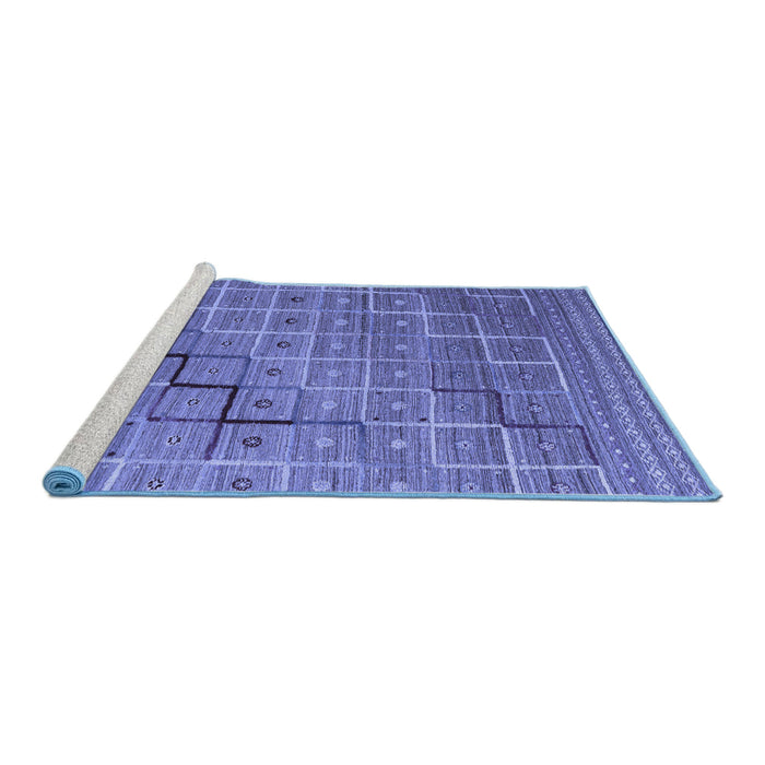 Sideview of Machine Washable Abstract Blue Modern Rug, wshabs5346blu