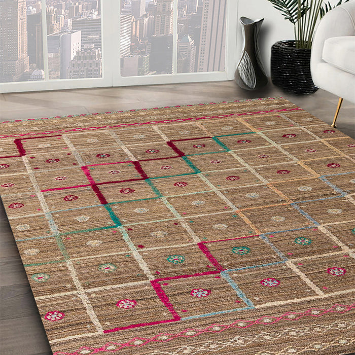 Machine Washable Abstract Light Copper Gold Rug in a Family Room, wshabs5346