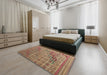 Abstract Light Copper Gold Modern Rug in a Bedroom, abs5346