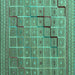 Square Machine Washable Abstract Turquoise Modern Area Rugs, wshabs5346turq