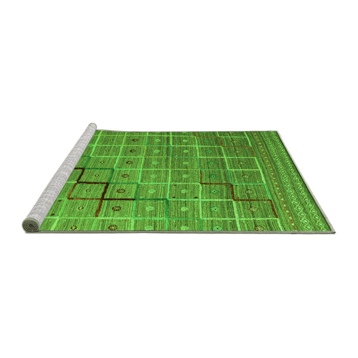 Sideview of Machine Washable Abstract Green Modern Area Rugs, wshabs5346grn