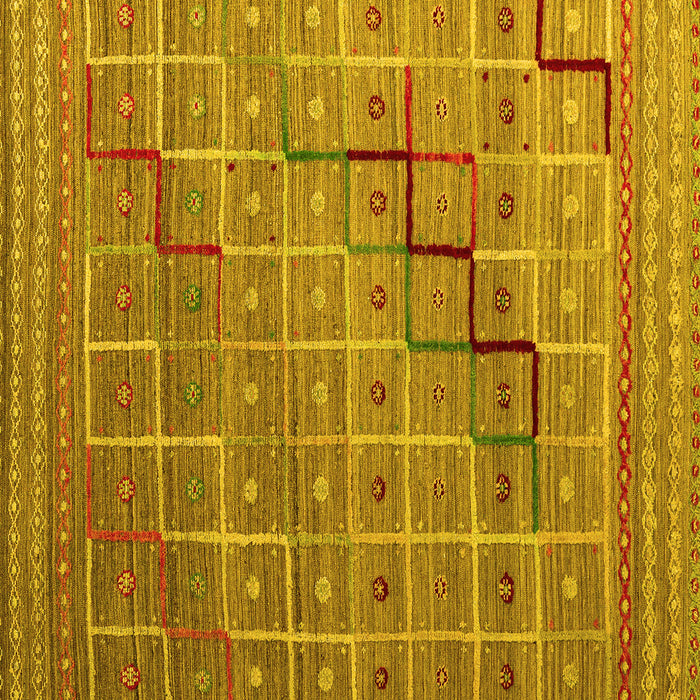 Square Abstract Yellow Modern Rug, abs5346yw