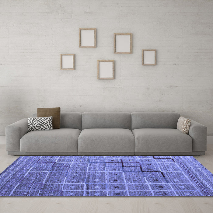 Machine Washable Abstract Blue Modern Rug in a Living Room, wshabs5346blu