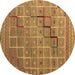 Round Abstract Brown Modern Rug, abs5346brn