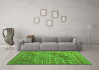 Machine Washable Abstract Green Modern Rug, wshabs5346grn