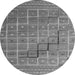 Round Machine Washable Abstract Gray Modern Rug, wshabs5346gry