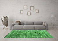 Machine Washable Abstract Emerald Green Modern Rug, wshabs5346emgrn