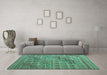 Machine Washable Abstract Turquoise Modern Area Rugs in a Living Room,, wshabs5346turq