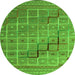 Round Abstract Green Modern Rug, abs5346grn