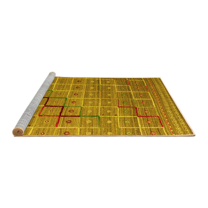 Sideview of Machine Washable Abstract Yellow Modern Rug, wshabs5346yw