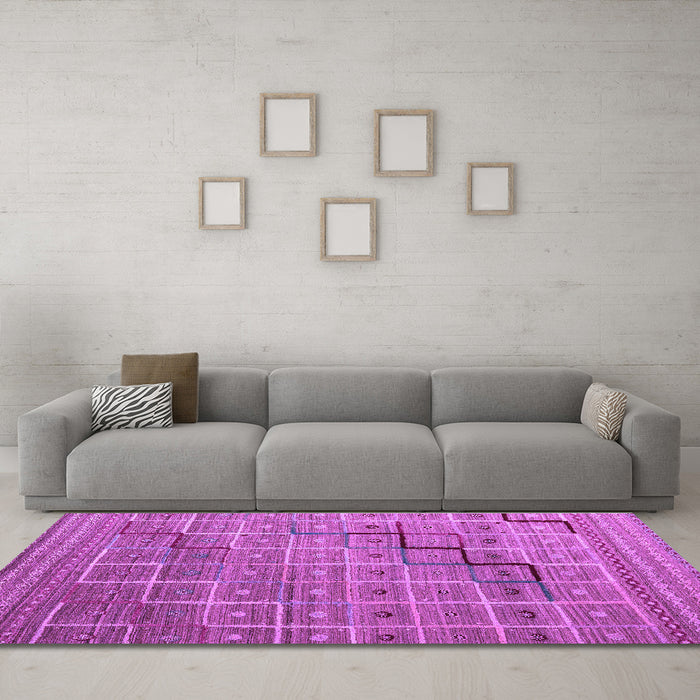 Machine Washable Abstract Purple Modern Area Rugs in a Living Room, wshabs5346pur