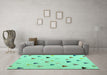 Machine Washable Solid Turquoise Modern Area Rugs in a Living Room,, wshabs5347turq