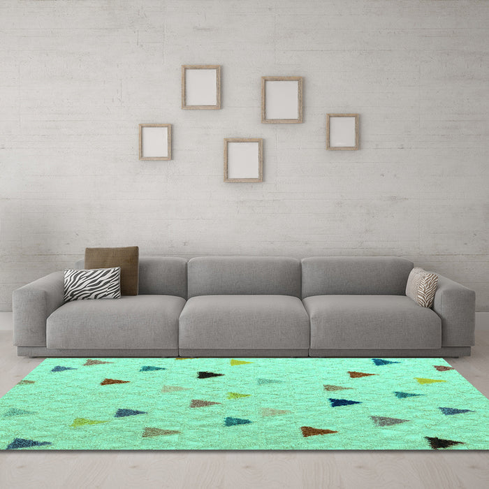 Machine Washable Solid Turquoise Modern Area Rugs in a Living Room,, wshabs5347turq