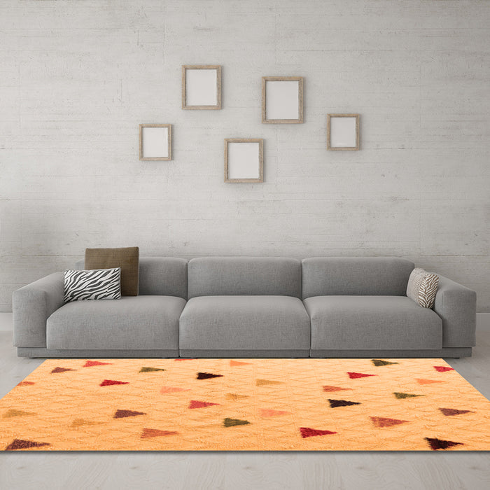 Machine Washable Solid Orange Modern Area Rugs in a Living Room, wshabs5347org