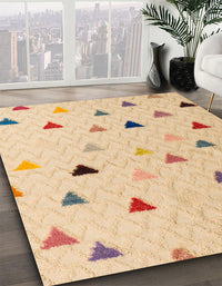 Abstract Brown Gold Solid Rug, abs5347