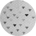 Round Machine Washable Solid Gray Modern Rug, wshabs5347gry