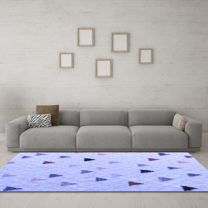 Machine Washable Solid Blue Modern Rug in a Living Room, wshabs5347blu