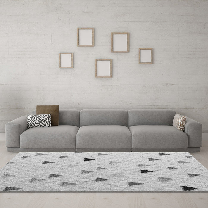 Machine Washable Solid Gray Modern Rug in a Living Room,, wshabs5347gry