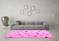 Machine Washable Solid Pink Modern Rug, wshabs5347pnk