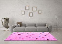 Machine Washable Solid Pink Modern Rug in a Living Room, wshabs5347pnk