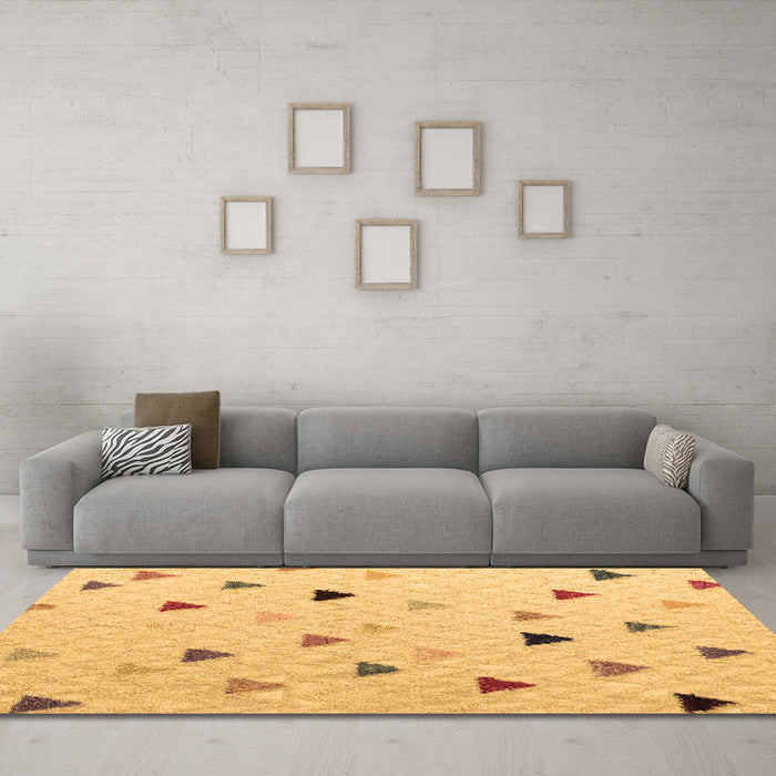 Machine Washable Solid Brown Modern Rug in a Living Room,, wshabs5347brn