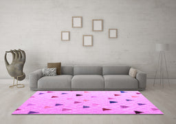 Machine Washable Solid Purple Modern Area Rugs in a Living Room, wshabs5347pur