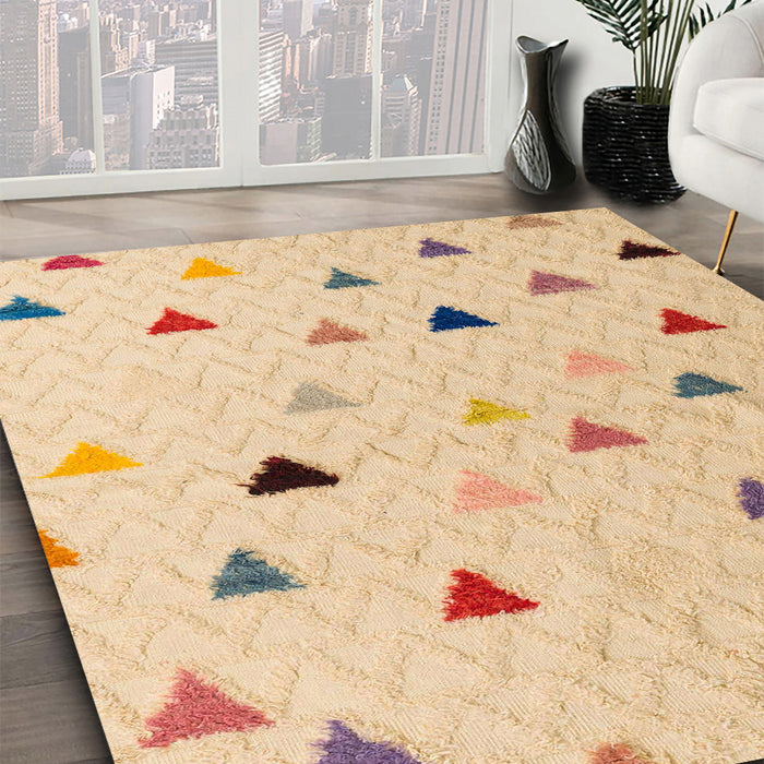 Machine Washable Abstract Brown Gold Rug in a Family Room, wshabs5347