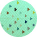 Round Solid Turquoise Modern Rug, abs5347turq