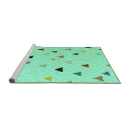Sideview of Machine Washable Solid Turquoise Modern Area Rugs, wshabs5347turq