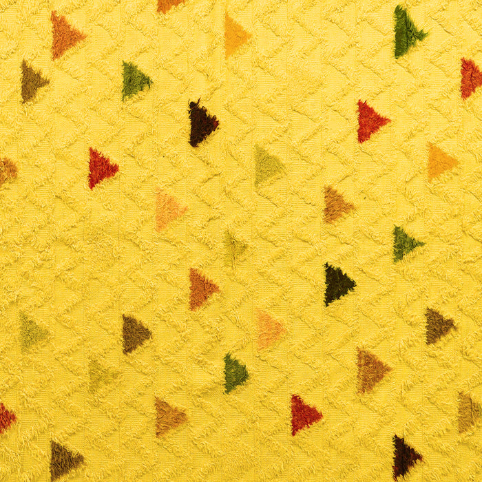 Square Machine Washable Solid Yellow Modern Rug, wshabs5347yw