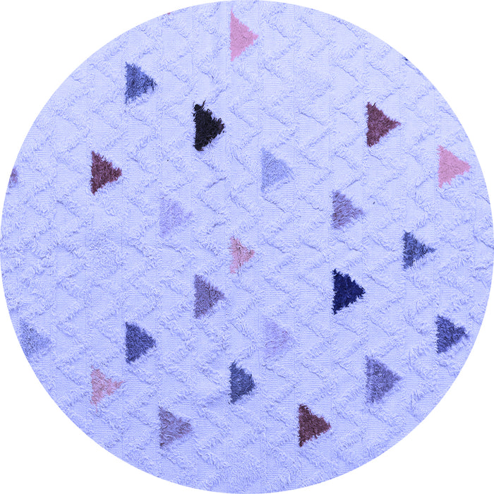 Round Machine Washable Solid Blue Modern Rug, wshabs5347blu
