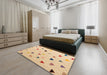 Machine Washable Abstract Brown Gold Rug in a Bedroom, wshabs5347
