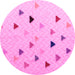 Round Machine Washable Solid Pink Modern Rug, wshabs5347pnk