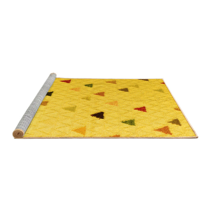 Sideview of Machine Washable Solid Yellow Modern Rug, wshabs5347yw
