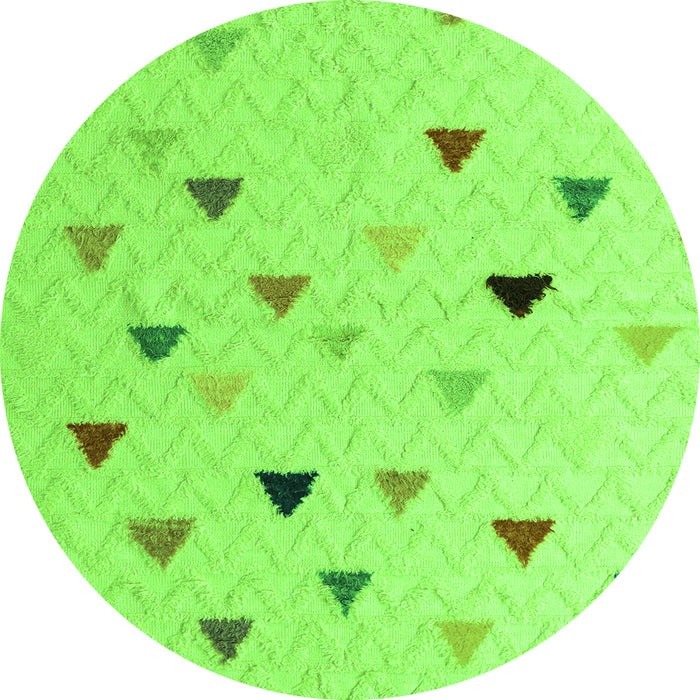 Round Machine Washable Solid Green Modern Area Rugs, wshabs5347grn