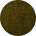 Round Abstract Yellow Modern Rug, abs5348yw