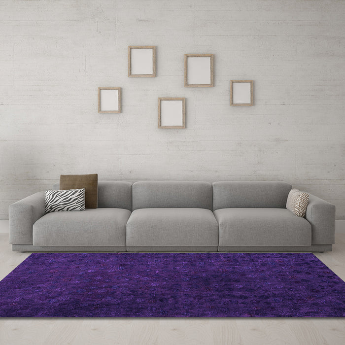 Machine Washable Abstract Purple Modern Area Rugs in a Living Room, wshabs5348pur