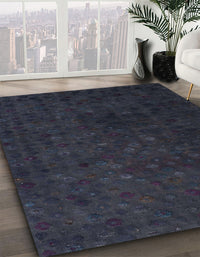 Abstract Dark Slate Gray Green Modern Rug, abs5348