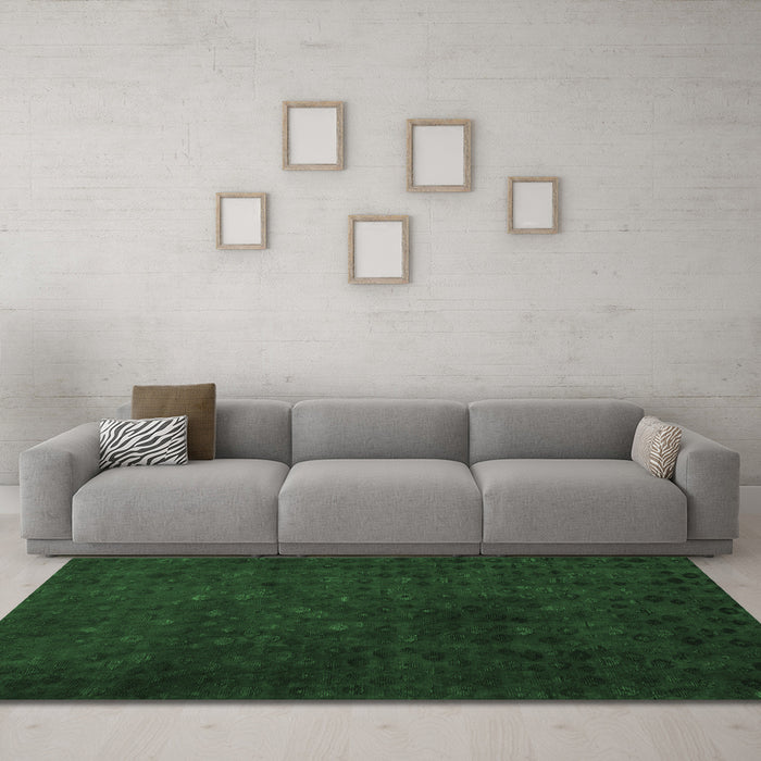 Machine Washable Abstract Emerald Green Modern Area Rugs in a Living Room,, wshabs5348emgrn