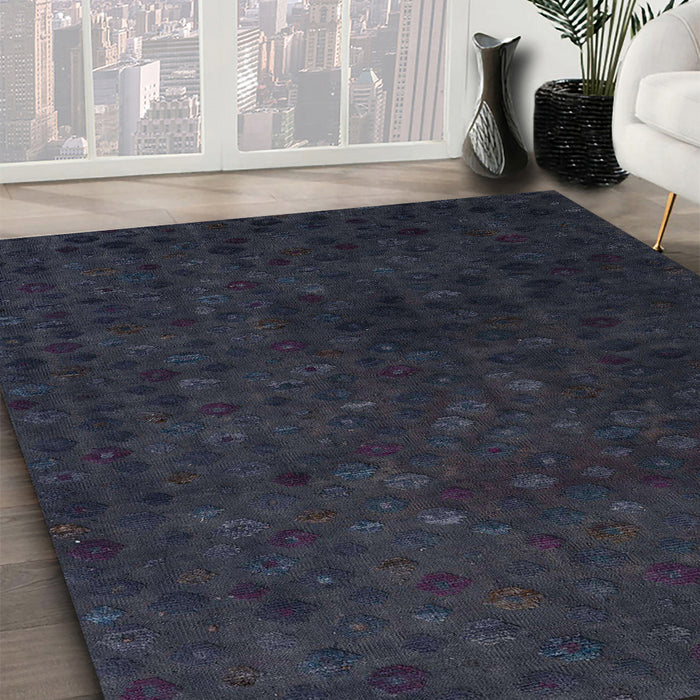 Abstract Dark Slate Gray Green Modern Rug in Family Room, abs5348