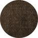 Round Abstract Brown Modern Rug, abs5348brn