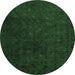 Round Abstract Emerald Green Modern Rug, abs5348emgrn