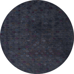 Round Machine Washable Abstract Dark Slate Gray Green Rug, wshabs5348