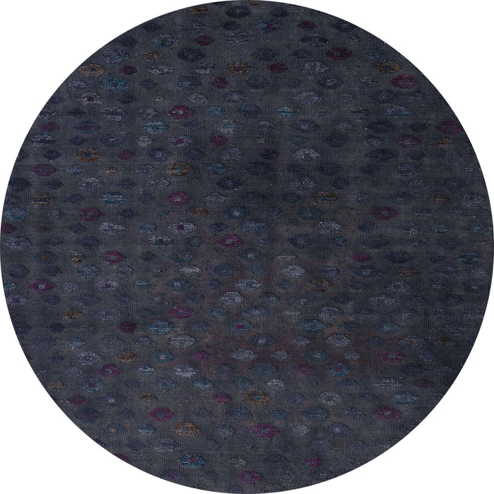 Round Machine Washable Abstract Dark Slate Gray Green Rug, wshabs5348