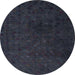 Round Machine Washable Abstract Dark Slate Gray Green Rug, wshabs5348